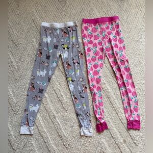 Bundle of Little Sleepies Girls Pajama Pants Strawberries and Cats Size 5/6